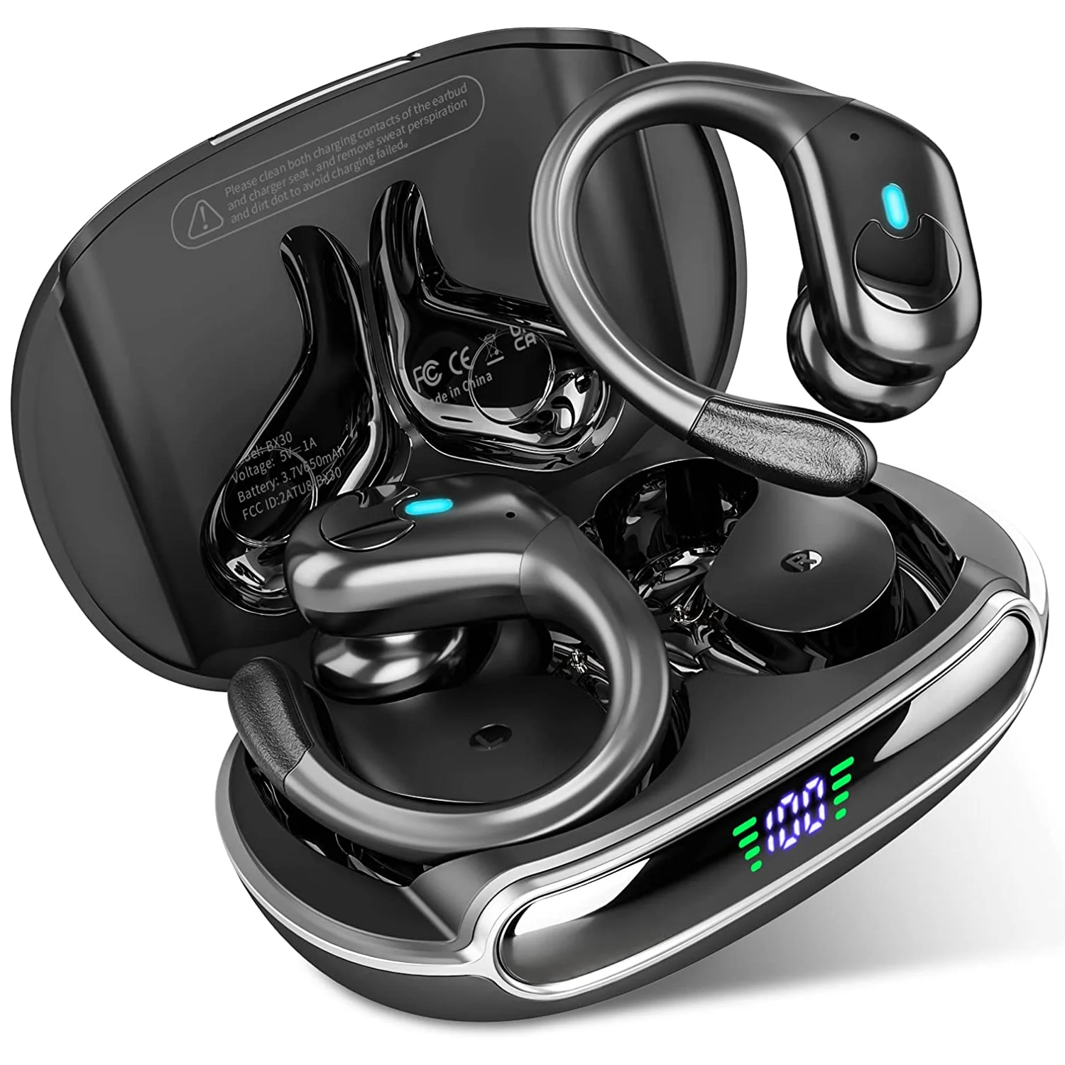 

BX30 Earphones TWS Bluetooth 5.3 Wireless Sports Headphones LED Digital Display HiFi Stereo Noise Reduction Earbuds with HD Mic