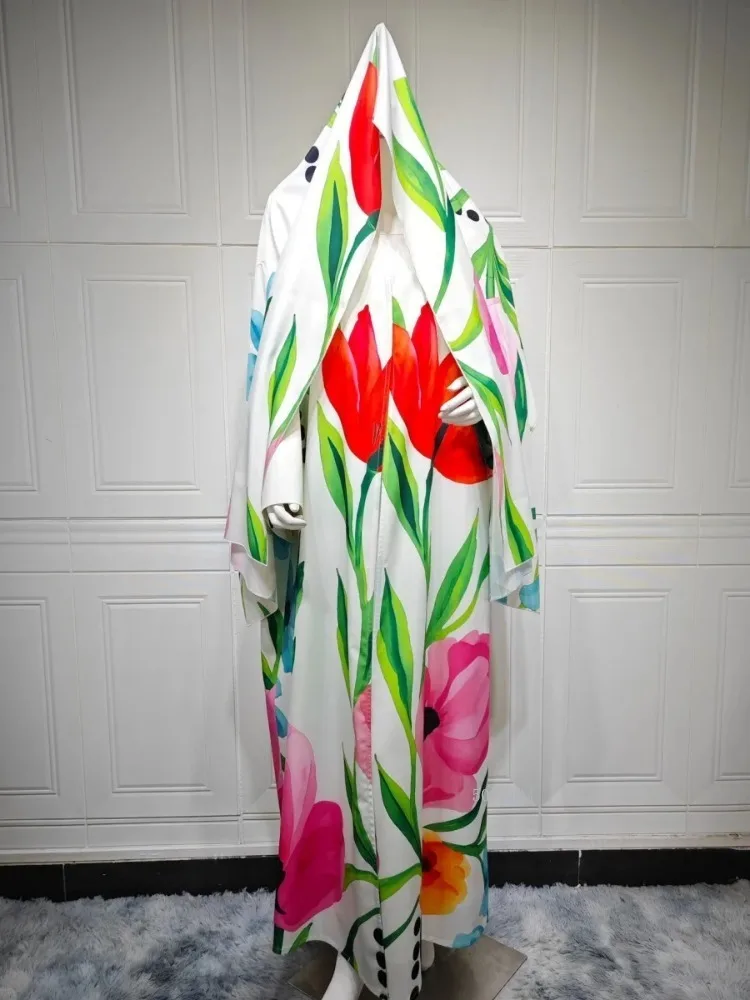 

Дубай с цветочным принтом, открытая Абая, мусульманские элегантные повседневные кафтаны, хиджаб в комплекте, кардиган