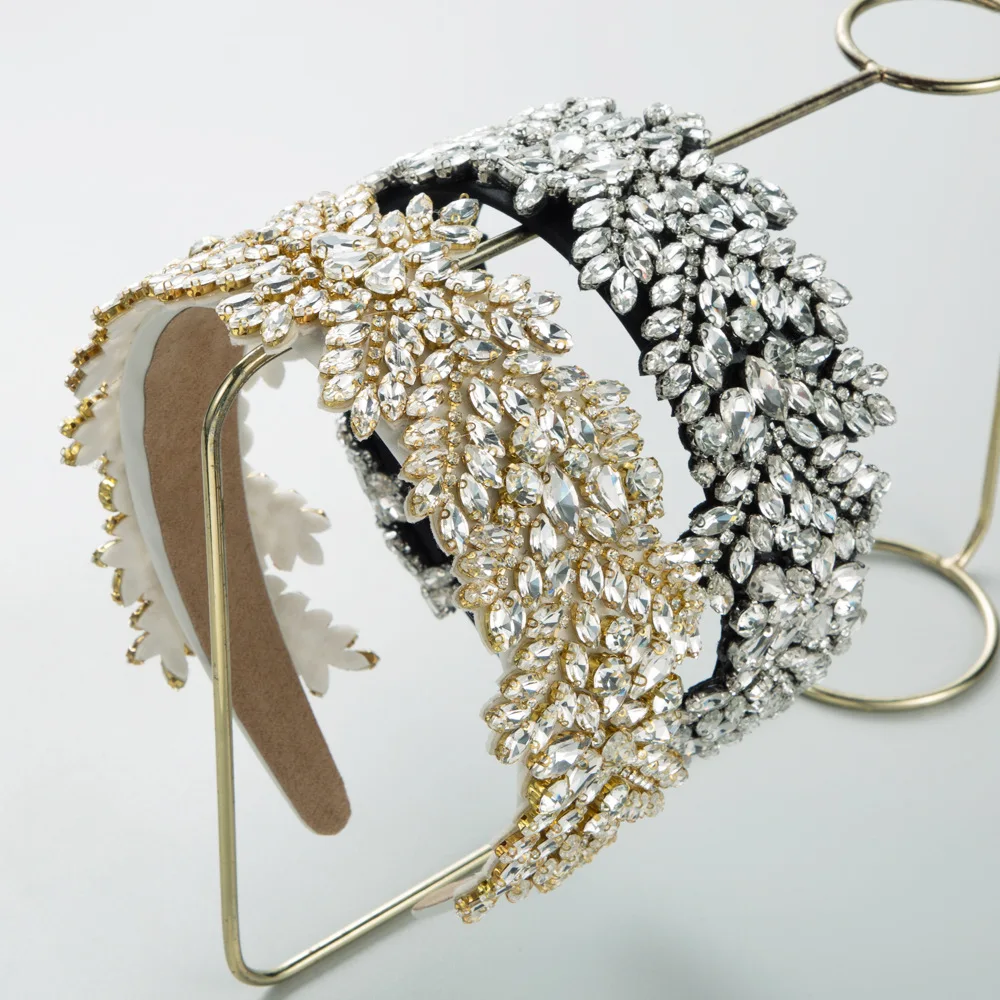 

Fashion heavy industry high-end headdress rhinestone glass drilled full diamond headband women's wide edge banquet headband
