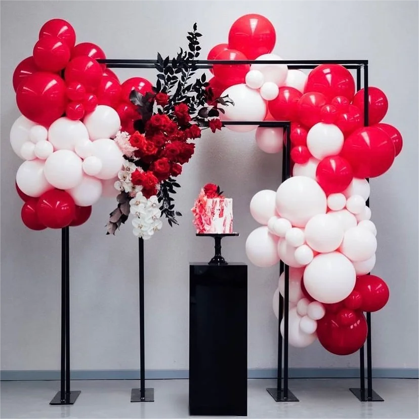 

New square wedding arch flower stand double-layer background metal flower stand reception area layout geometric decoration