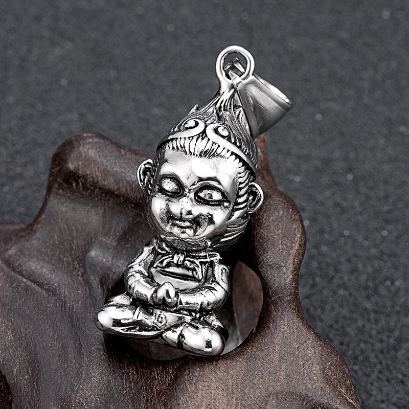 Ｎew Qi Tian Da Sheng Micro Inlaid Zircon Enamel Pendant Necklace Fight Over Buddha Sweater Chain Fashionable Versatile Men Women