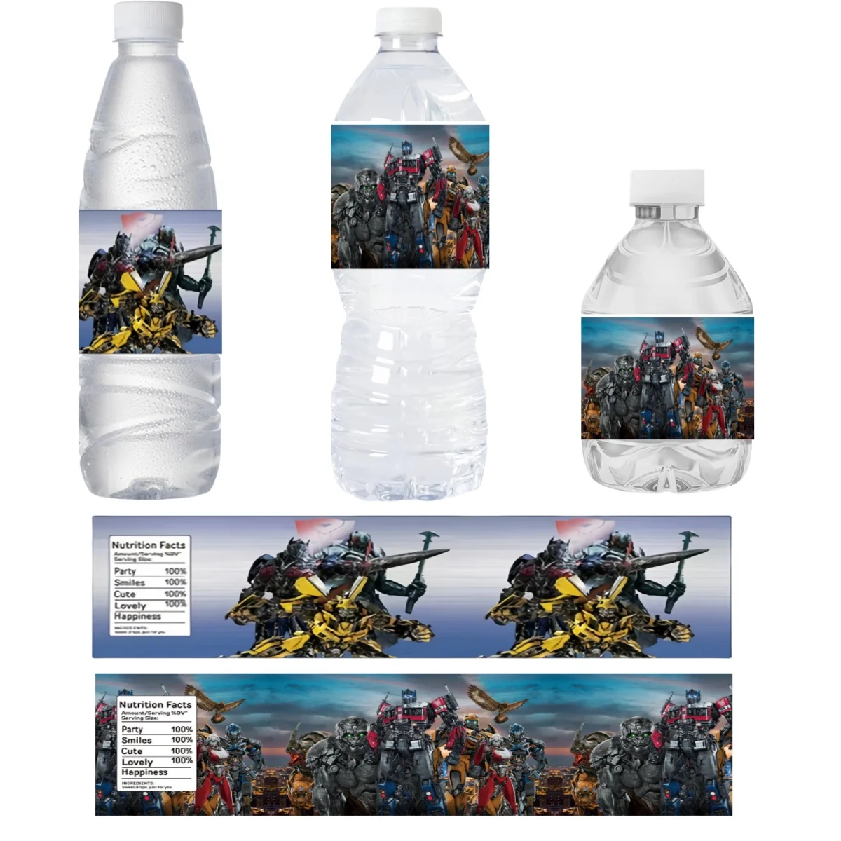 

10/20/30PCS Transformers Stickers Water Bottle Label Birthday Supplies Juice Cup Waterproof Sticker Kids DIY Gifts Party Favors