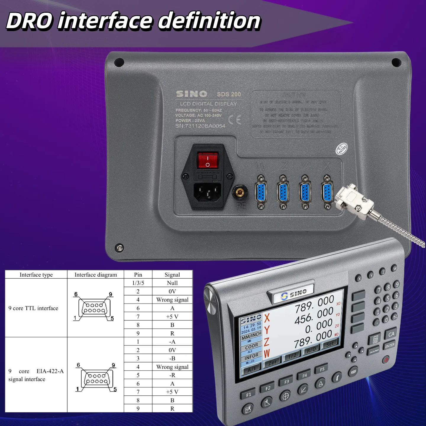 عالية الدقة SDS200 4 محور LCD DRO مجموعة القراءات الرقمية و 0-1000 مللي متر 5um 1um مقياس خطي التشفير الاستشعار لطحن مخرطة تحول