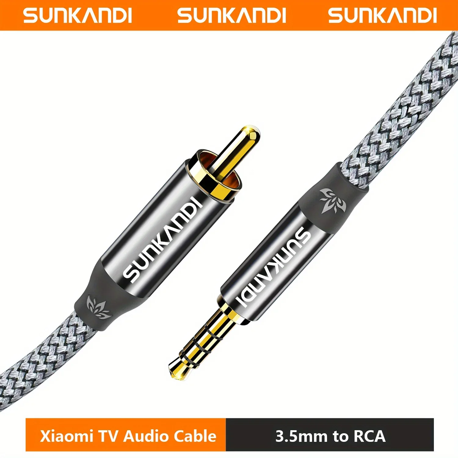 SUNKANDI 3.5 มม.ถึงสาย RCA,3.5 มม.ชายไป RCA สายสเตอริโอเสริมสําหรับ Xiaomi TV