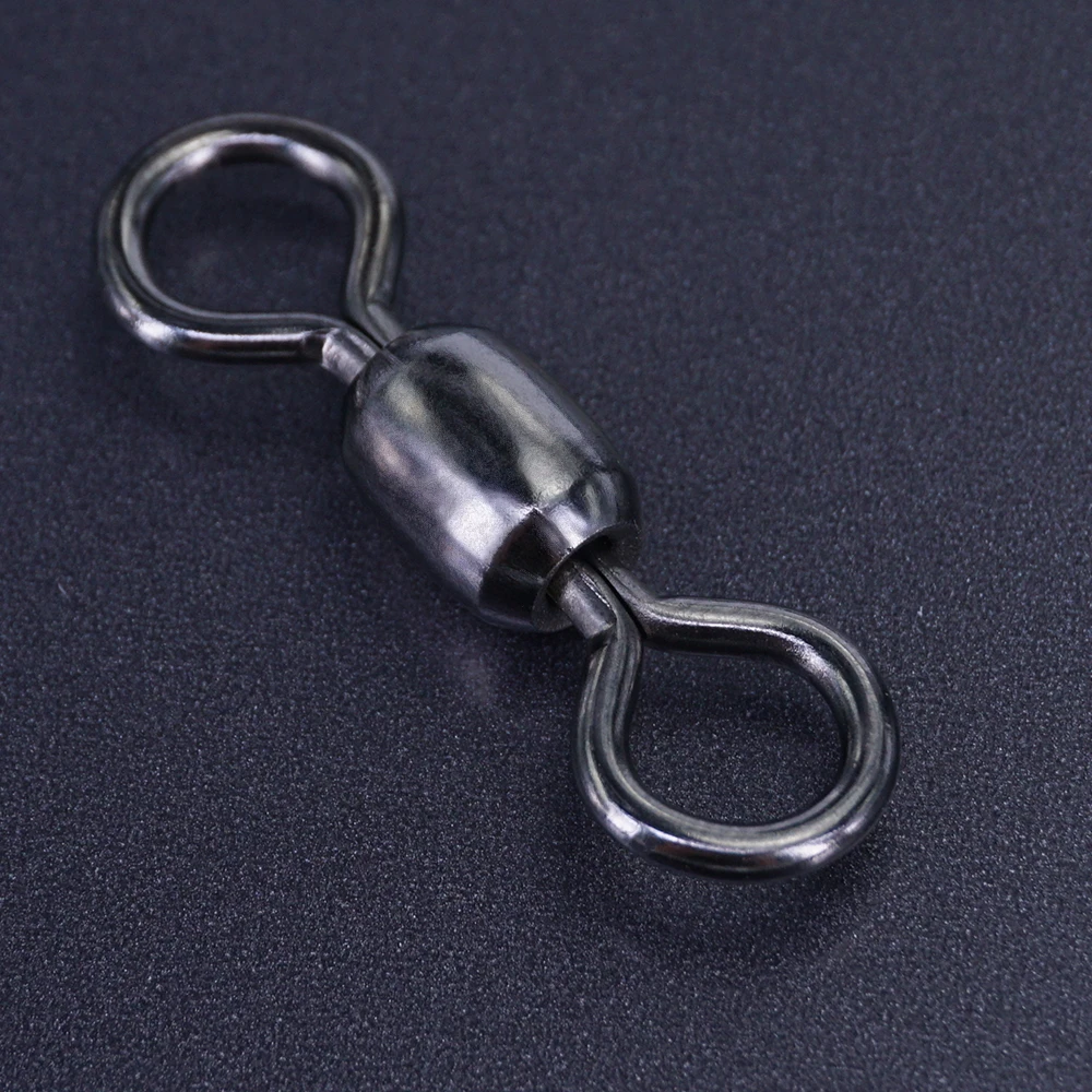 HirisiTK 30pcs Stainless Steel Rolling Barrel Fishing Swivels Line Connector Micro Swivel Solid Rings Fishing Accessories