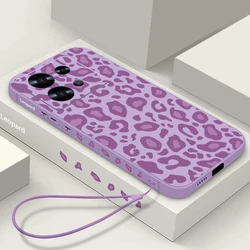 Leopard Pattern Case For Xiaomi Poco F6 X6 X5 11T 13T Pro Redmi Note 14 13 4G 12 13 14 15 Pro Plus 5G Lanyard Soft Phone Cover