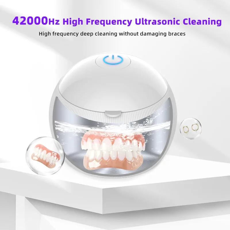 Home appliance mini portable rechargeable denture ultrasonic cleaner with uv sterilizer for daily disinfeciton