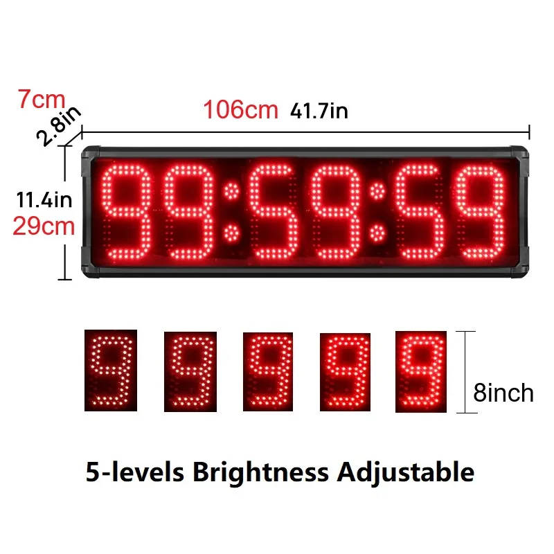 8 Inch Double Side Display LED Race Timing Clock for Running Events Marathon Timer Waterproof Countdown/Count up Stopwatch