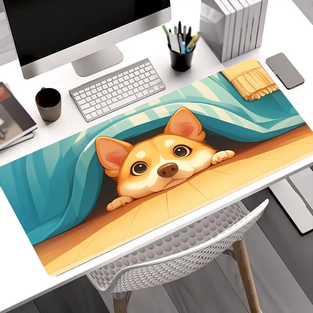 

Dog in Quilt Mouse Pad Large Gaming Table Cushion Mousepads Non-slip Mousepad XXL Seamed Edge Laptop Tablet Mat PC