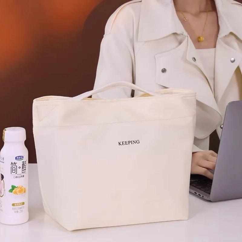 Japanese Lunch Box Bag Student Handbag Waterproof Thiened Aluminum Foil Zipper Portable Work Lunch Bag Lightweight Insulated Bag