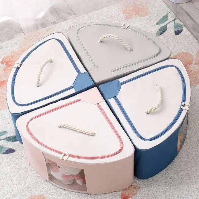 

Fan-Shaped Organizer Box, Stackable Corner Storage Bin with Visible Window, Handle Storage Container for Closet, Bedroom,