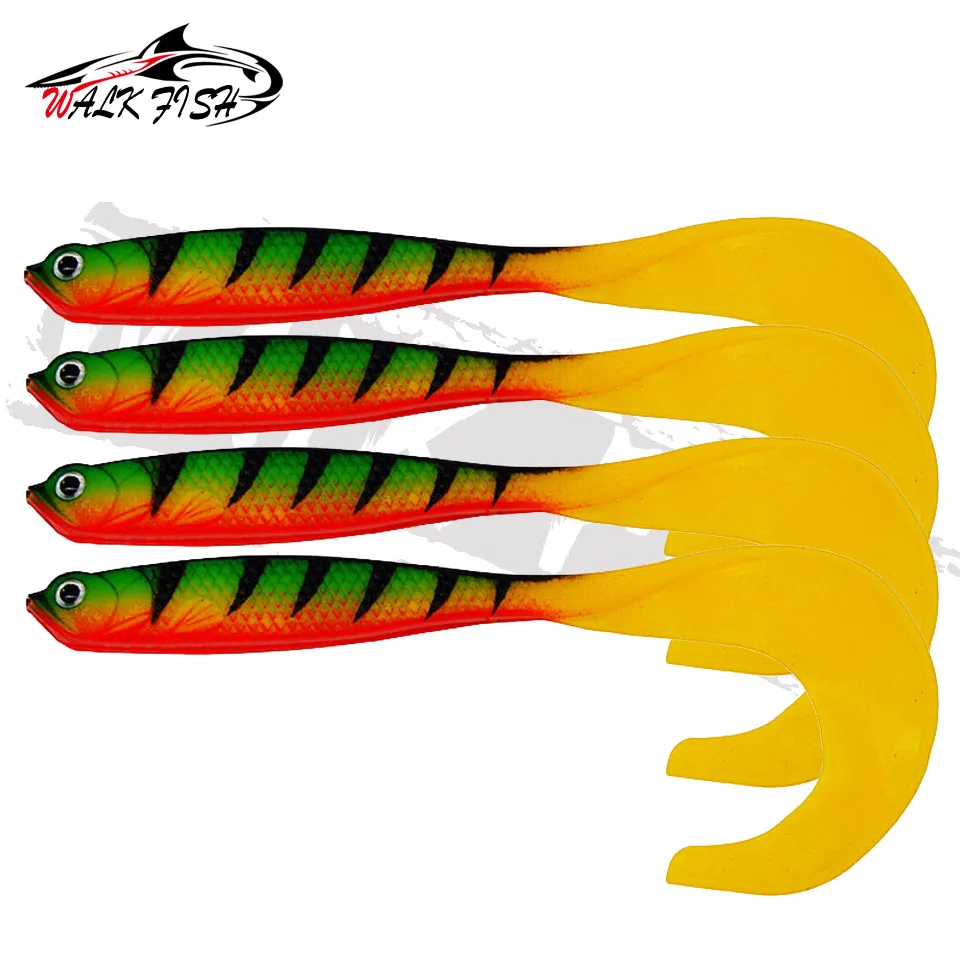 WALK FISH 4PCS Jigging Wobbler Angelköder 12,5 cm 5,5 g Shad T-Schwanz weicher Köder Künstliche Silikonköder Bass Hechtangeln