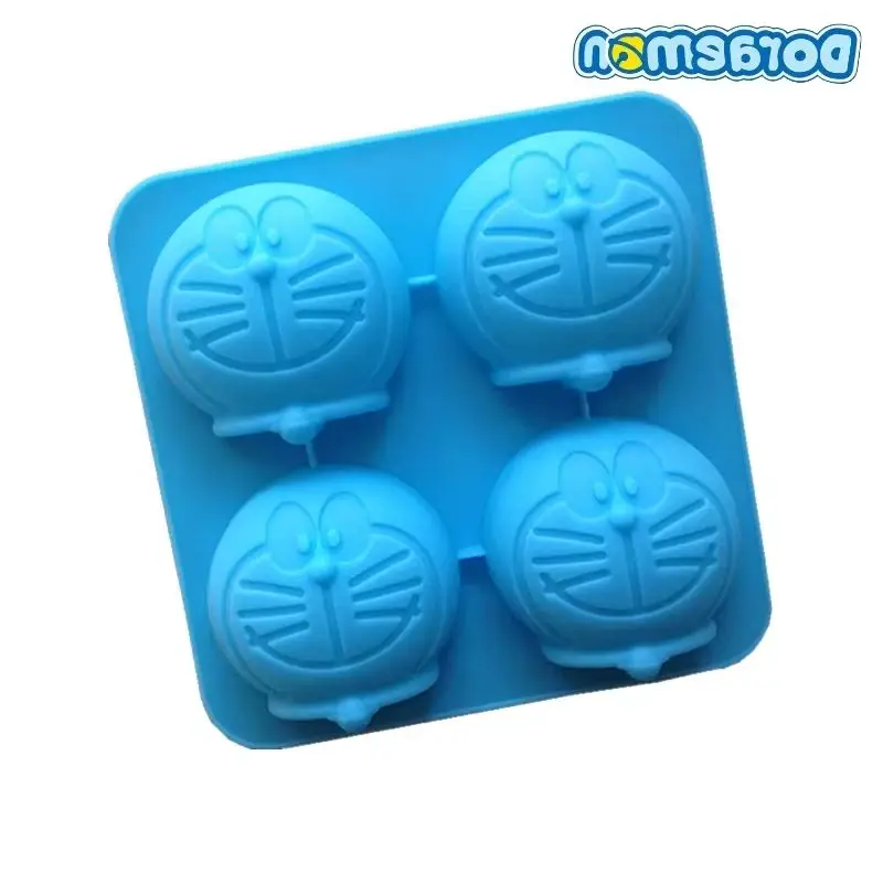 Doraemon Silicone Cake Moulds 4 Holes Cookies Chocolate Candy Donuts Bakeware Pastry Mould Cartoon Kitchen Baking Tools