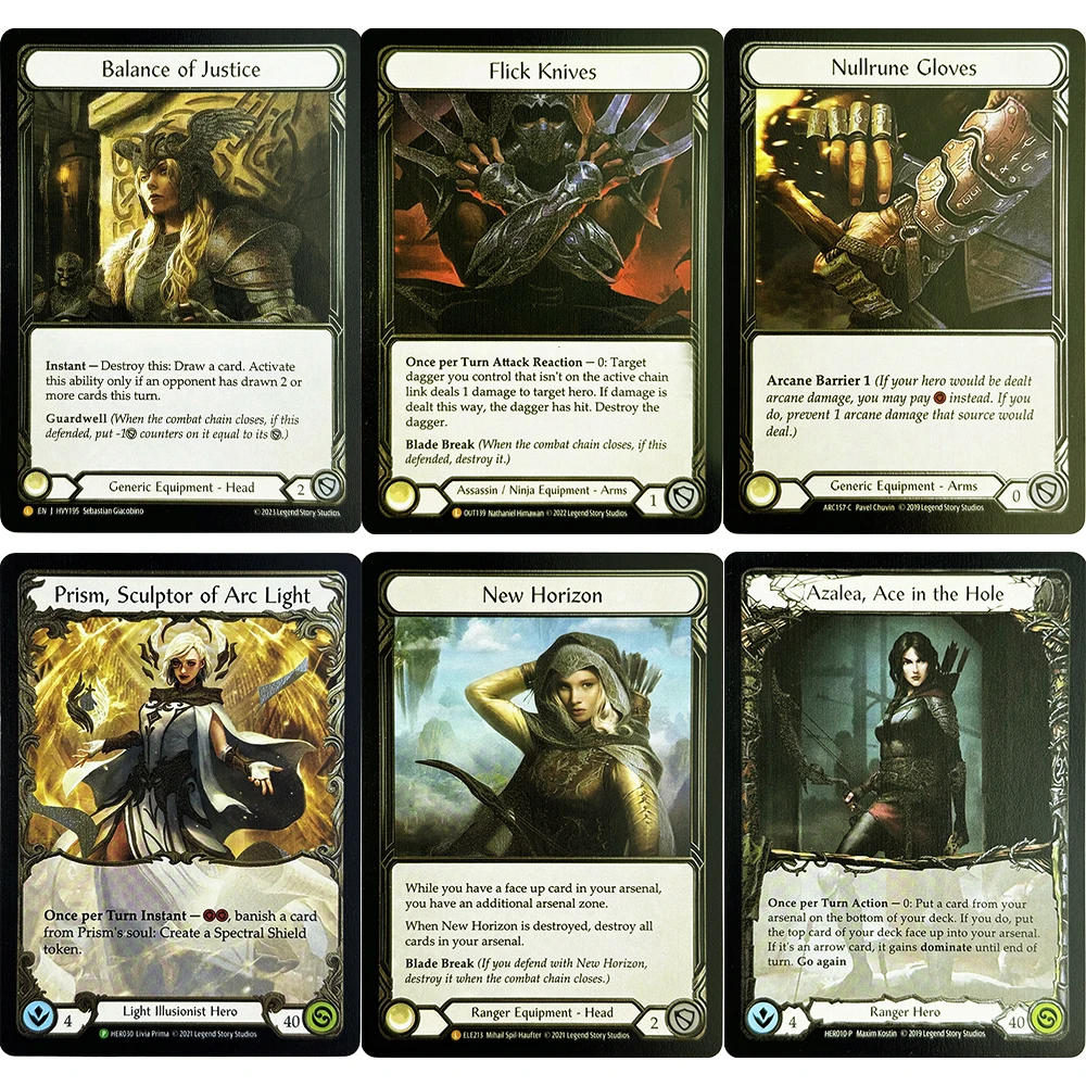 

FAB Cold Foil Proxy Game TCG Card Balance of Justice Flick Knives Nullrune Gloves New Horizon Azalea,Ace in the Hole Collectible