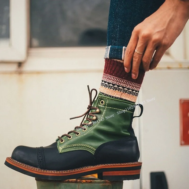 

Blue Shallow Mid Calf Lace Up Men Shoes Men's Dress Shoes Boots High Quality Party Shoes Fashion Big Size 47 Zapatillas Mujer