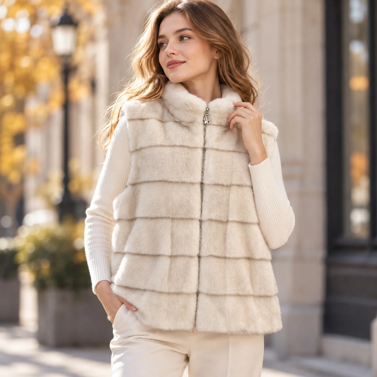 Loose Fit Stand Collar Coat Regular Length Elegant Commuter with Casual Not Hooded Autumn Short Length Sleeveless Women Coat