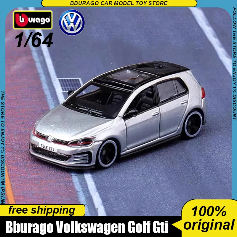 

New In Stock Bburago 1:64 Volkswagen Golf Gti New Color Silvery Alloy Miniature Volkswagen Mpv Diecast Model Custom Toy Kid Gift