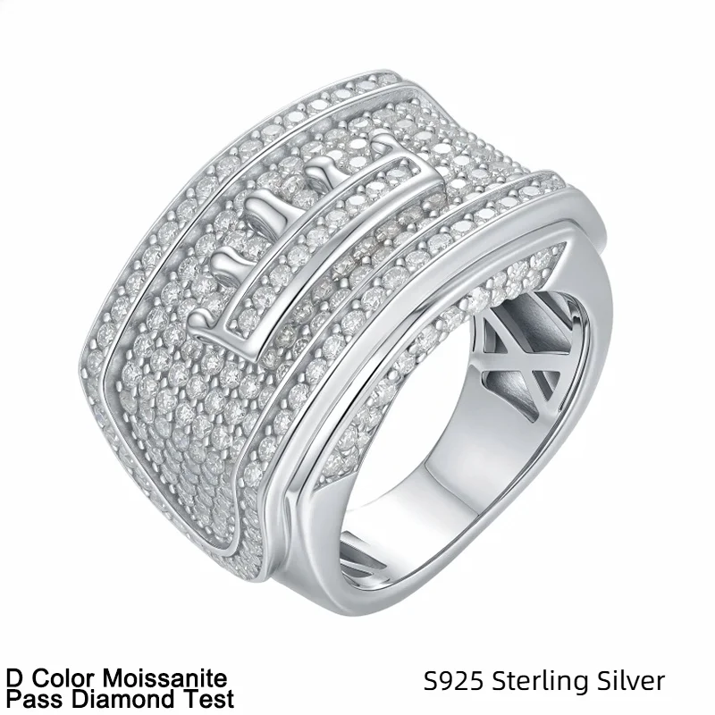 

Кольцо-корона из стерлингового серебра 925 пробы с полным D-цветным муассанитом — сверкающие ювелирные изделия премиум-класса в стиле хип-хоп и модный аксессуар