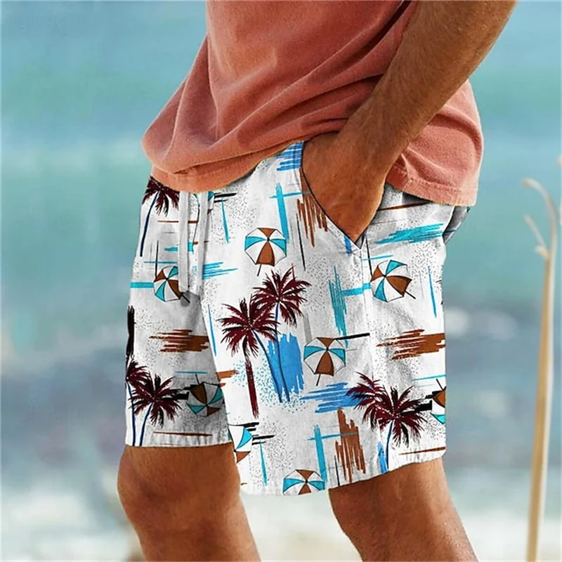 2024 New Fashion Men Women Short Pants Palm Tree 3d Print Summer Hawaiian Beach Shorts Swimwear Oversized Casual Ice Shorts Male