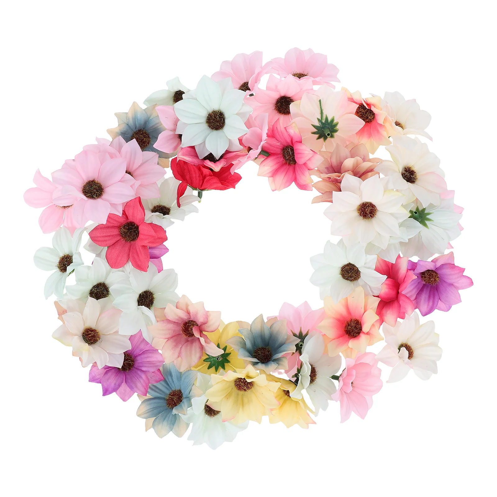 

50Pcs Mini Artificial Daisy Flower Heads Multicolor Soft Cloth Crafts DIY Wreath Bouquet Wedding Party Decoration