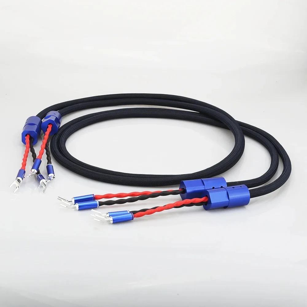 Coppia Audiocrast SC005 Cavo per altoparlante audiofilo placcato argento Cavo per altoparlante con spina a forcella per amplificatore per altoparlante HIFI