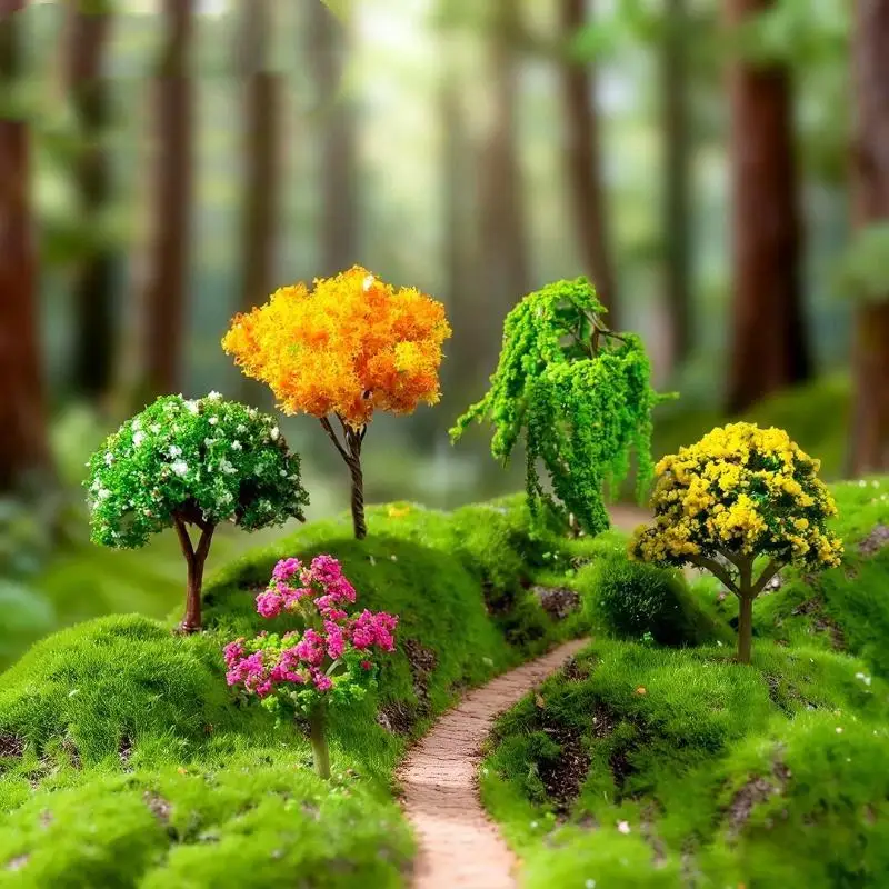 Mini Artificial Flower Trees With Vivid Colors And Realistic Look Perfect For Fairy Garden Micro Landscape DIY Decor