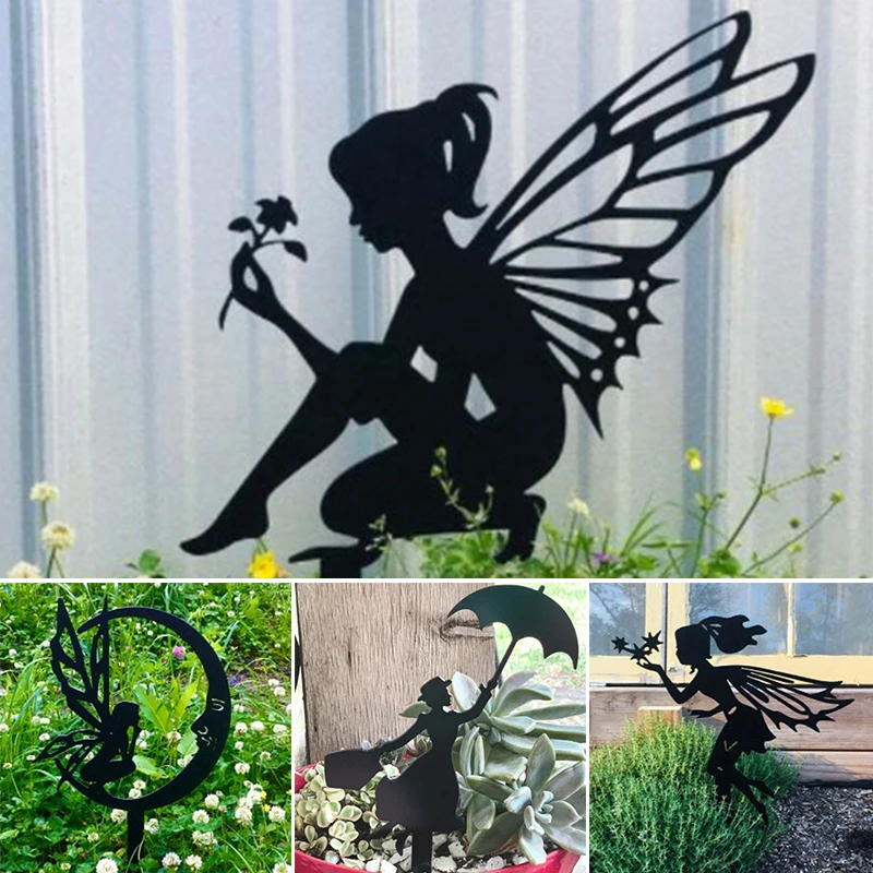 New Fairy Garden Metal Iron Crafts Pendant Garden Decoration Indoor and Outdoor Ornaments Interesting Garden Statues Sculptures