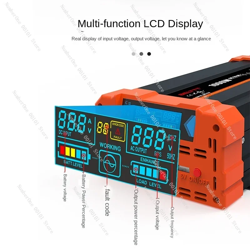 Full power 5000w household inverter high power 10kW 48v to 220V vehicle pure sine wave inverter