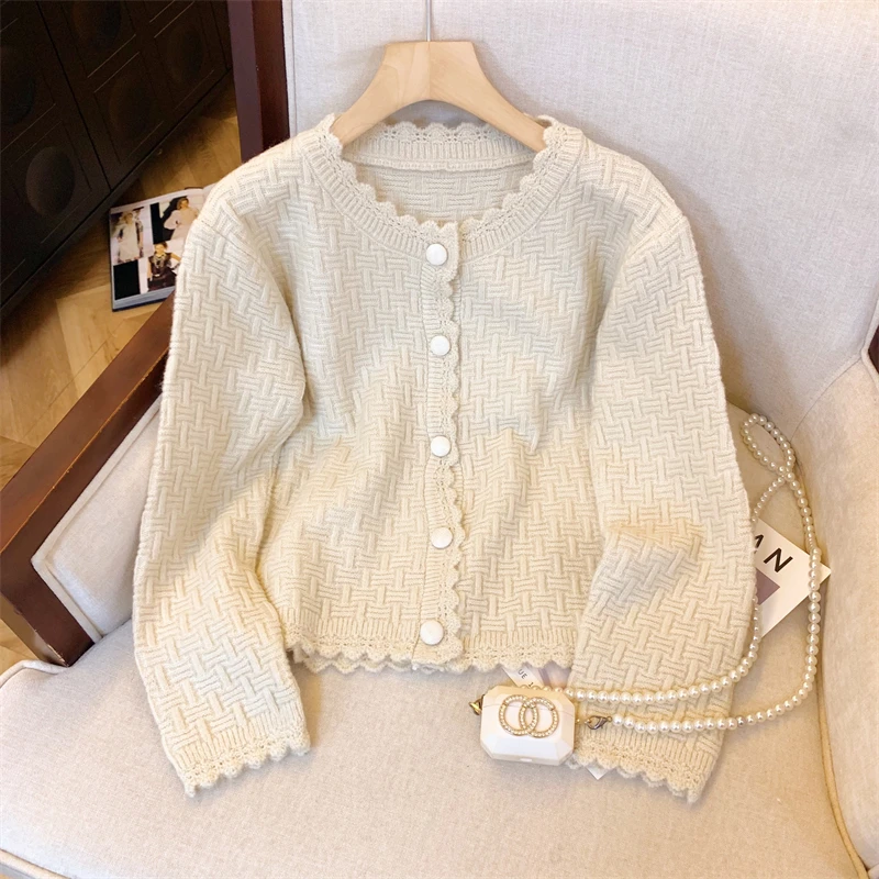 

Women Apricot Cardigan Sweater 90s Vintage 2000s Y2k Soft Cozy Jumper Knitwear Long Sleeves O-Neck Cashmere Sweater Autumn 2025