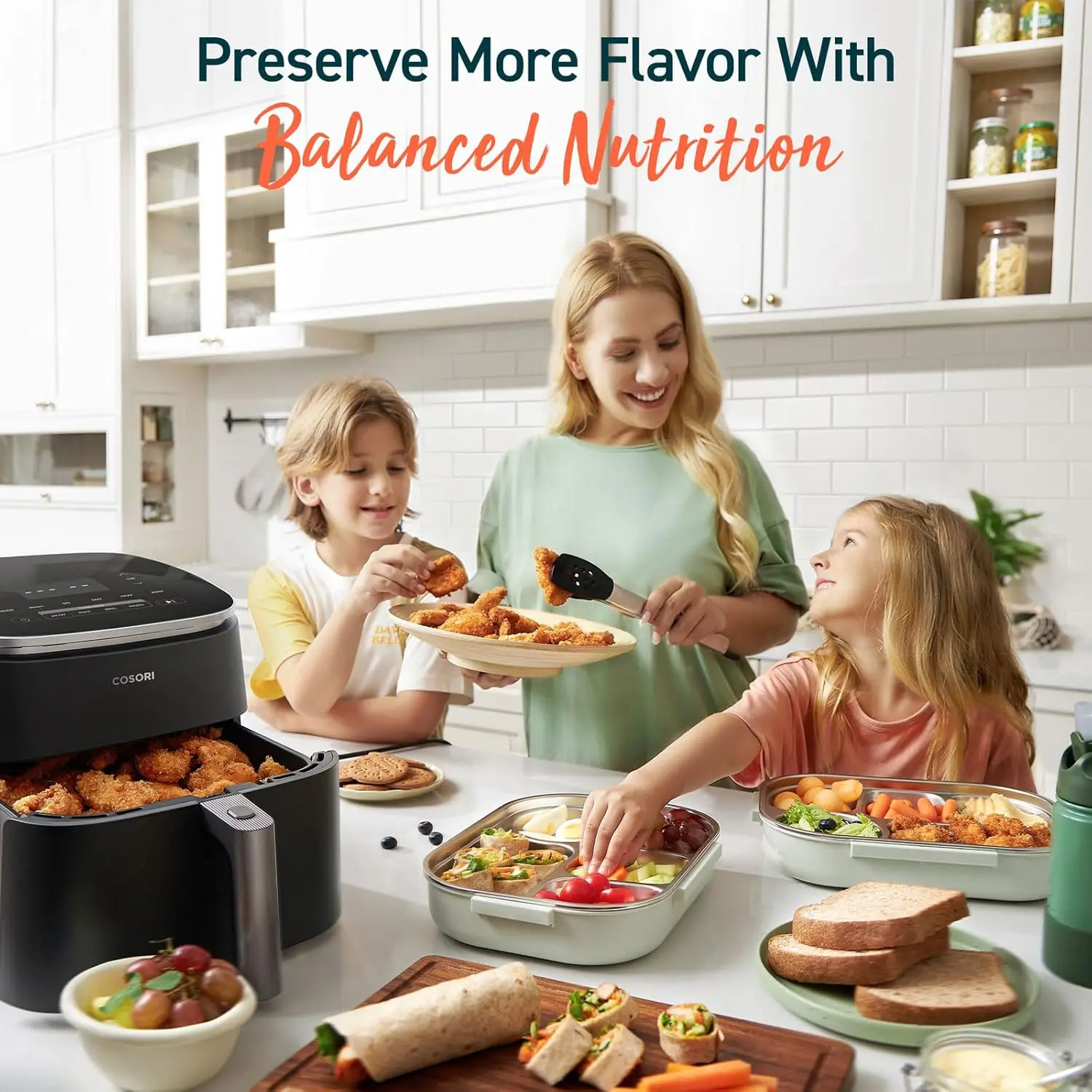 Air Fryer 9-in-1, Compact & Large 6 Qt, 5 Fan Speeds with 450F for Crispy, 95% Less Oil, 100+ In-App Recipes with Nutrien