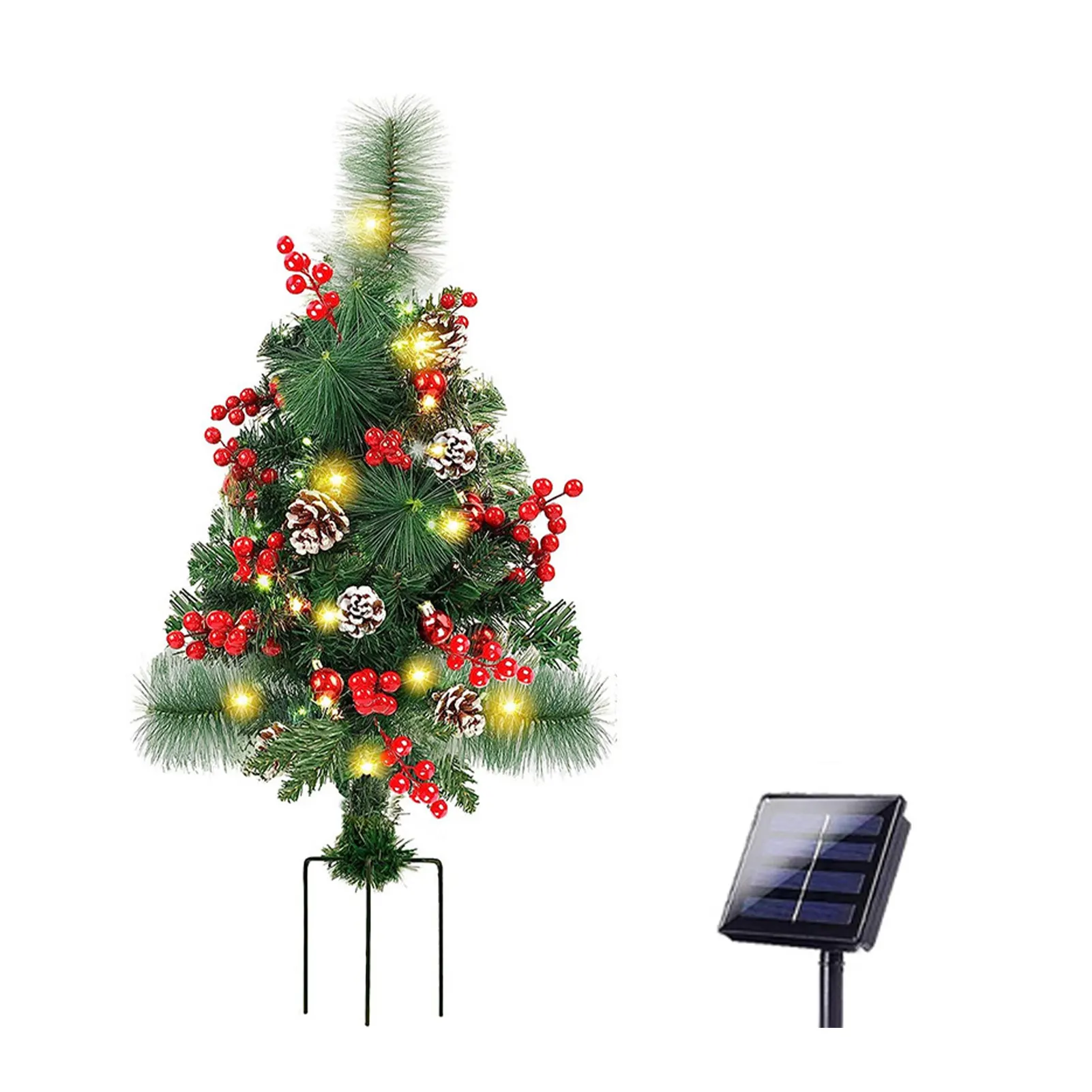 ABS Outdoor Christmas Trees For Yard | Solar Powered With 8 Lighting Modes No To Provide Power