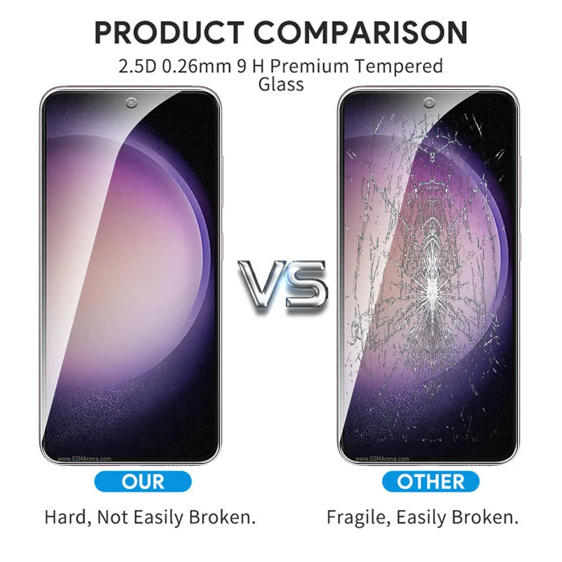 Protecteur d'écran en verre trempé, film de protection de sécurité pour Samsung Galaxy S23, S22, S21, S 23 Plus, 5G, 3 pièces