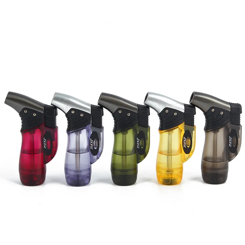 Transparent Gas Window Windproof Jet Blue Flame Torch Butane Gas Lighter Outdoor Compact Portable Cigar Lighters Smoking Gifts