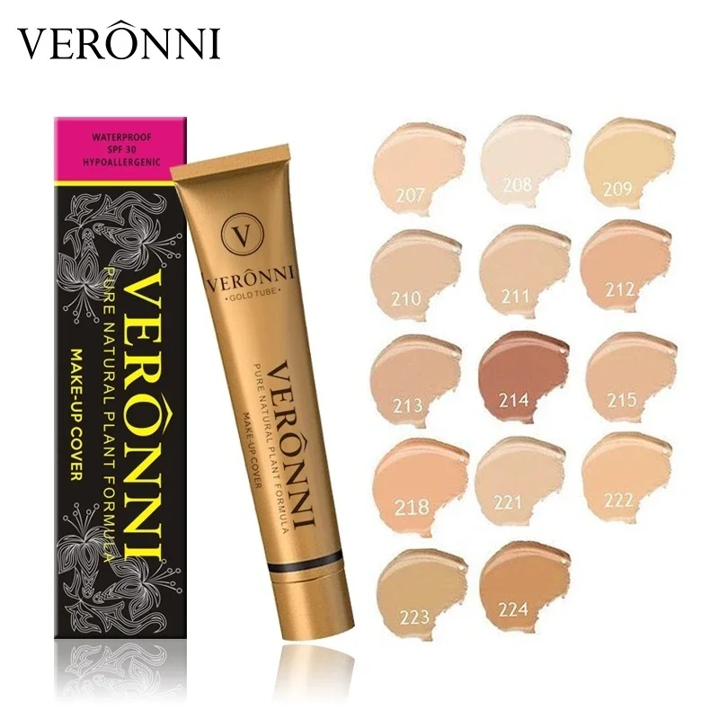 Fond de teint correcteur pour couvrir les taches, les boutons, les yeux noirs, les vaches, les rainures lacrymales, base de maquillage, imperméable, impeccable, 14 documents