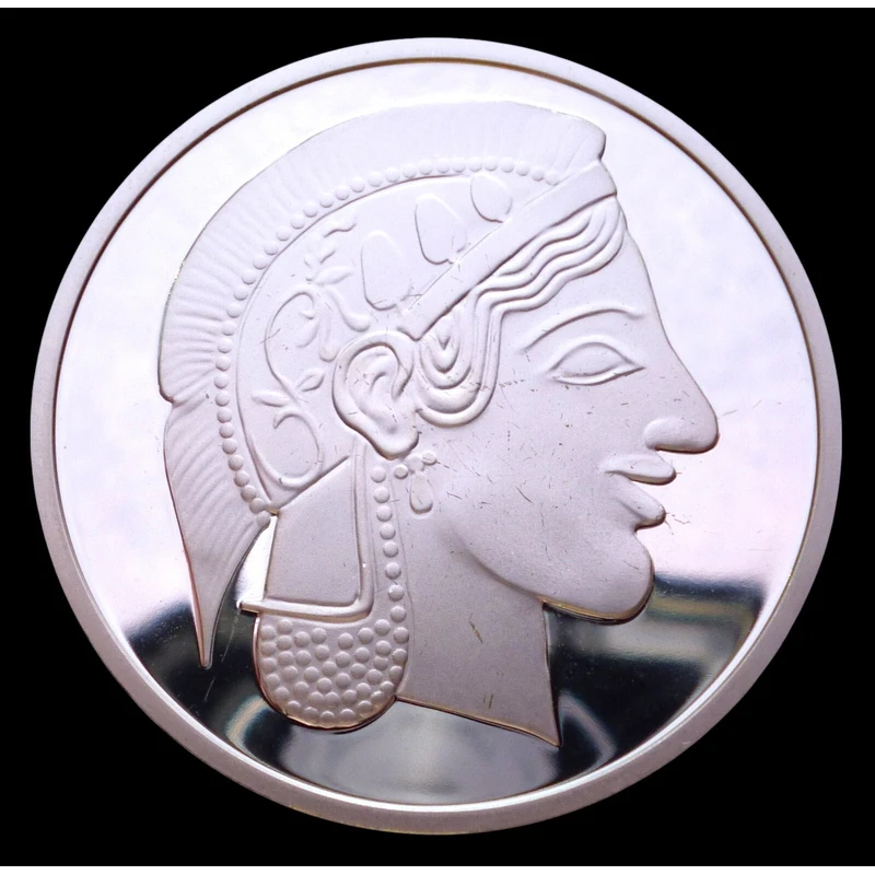 

Ancient Greek Dekadrachm Commemorative Coin, 470 BC Owl of Athena, Silver Plated Copper Proof Quality, Historical Medal