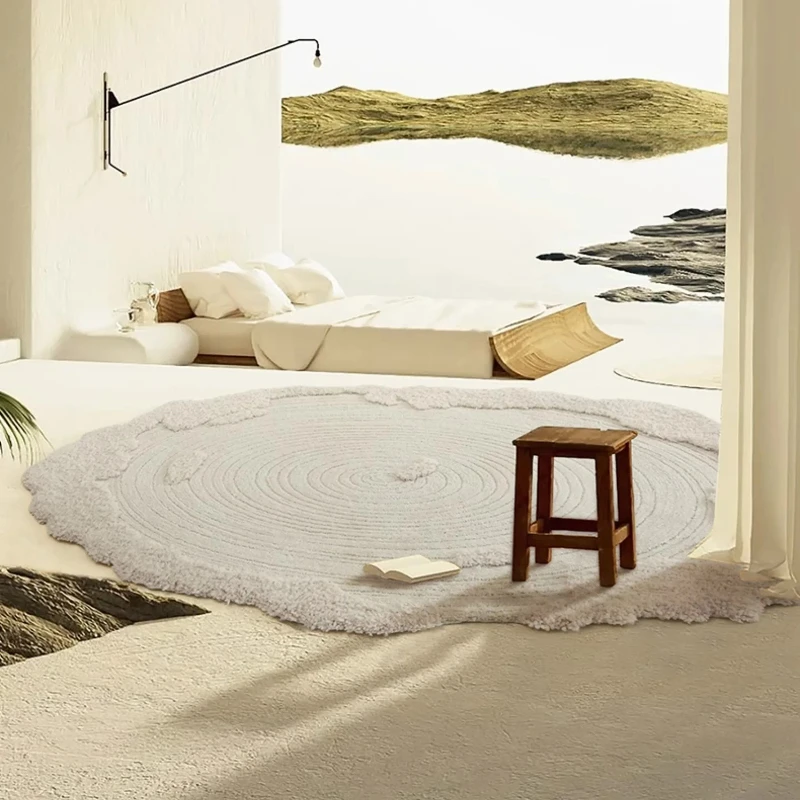 Handmade rime velvet, white irregular bedroom bedside rug collection grade haute couture wool