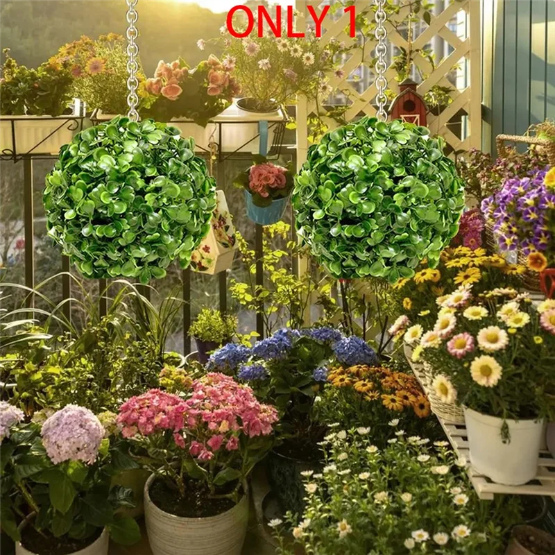 ขาย TOP Greenery Balls Faux Boxwood สีเขียวลูกบอลกลมไม่มีตัดประดิษฐ์ Topiary Balls ตกแต่งตารางสําหรับ Home Outdoor