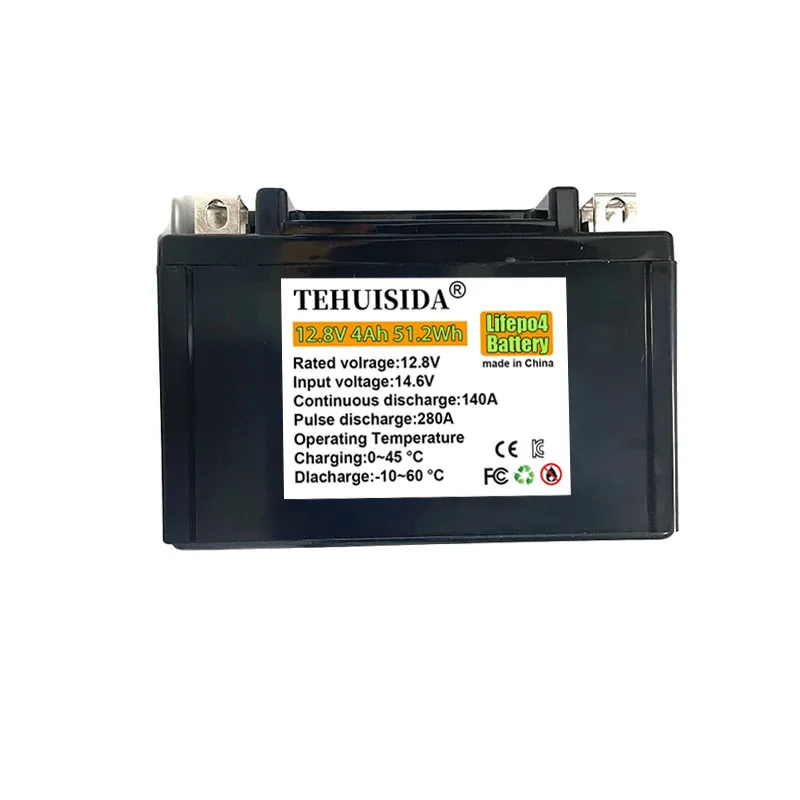 12V LiFePO4 Battery  with Start Function Motorcycle Battery 12.8V 4000mAh Built-in BMS Scooter Electric Vehicle Solar Battery