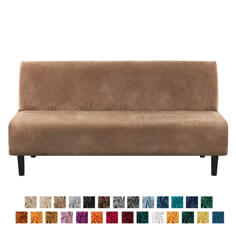 

Warm Comfortable Velvet Cover for Sofa Bed Without Arms Soft Velvet 3-seat Sofa Bed Cover Elastic Sofa Bed Cover Non-slip