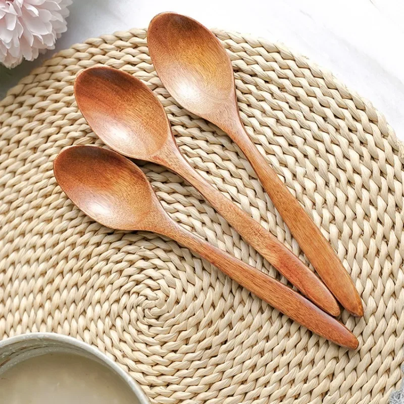 1PCS Wooden Spoon Kitchen Chinese Style Natural Wood Soup Tableware Cooking Honey Coffee Spoon Mixing Spoon