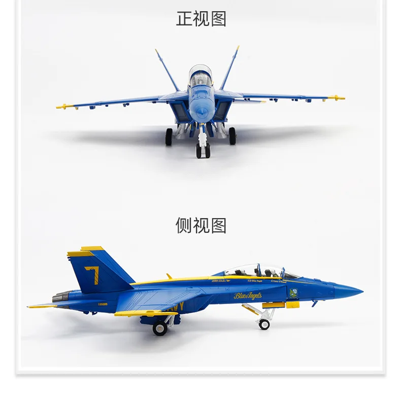 F-18 F18 Blue Angel Carrier-based Airplane Model Alloy 1/72 Scale Aircraft US Navy F18 Collectible for Aviation Enthusiast