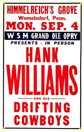 Hank Williams Sr. Drifting Cowboys concert Poster Or A Metal Tin Sign 12 x 18