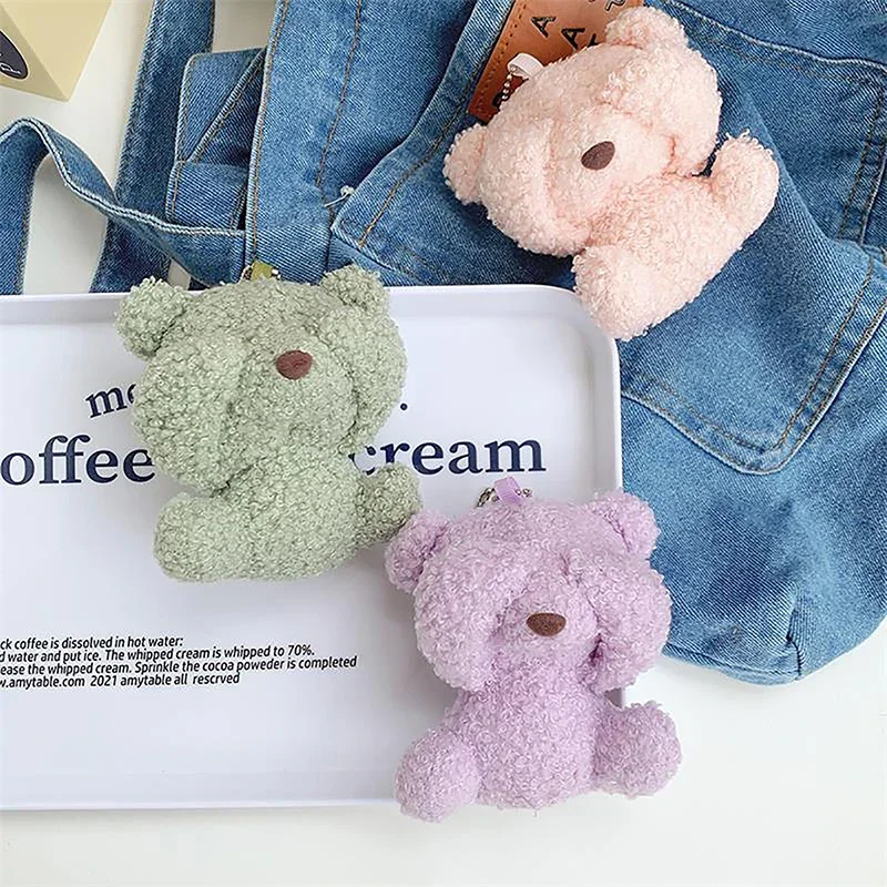 Cartoon Covering Face Shy Bear Doll Keychain Pendant Plush Bear Doll Toy Cute Stuffed Bag Charms Decorations Couple Pendant Gift