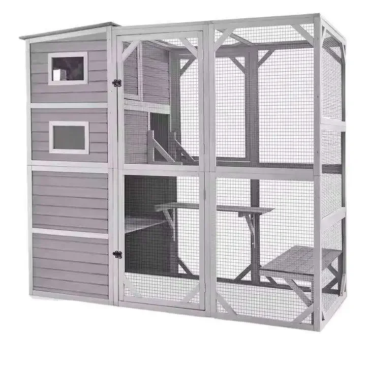 a forJX A Large Solid Wood Cat House With Multiple Separate Spaces To Meet The Needs Of Multi-cat Families. Aesthetically