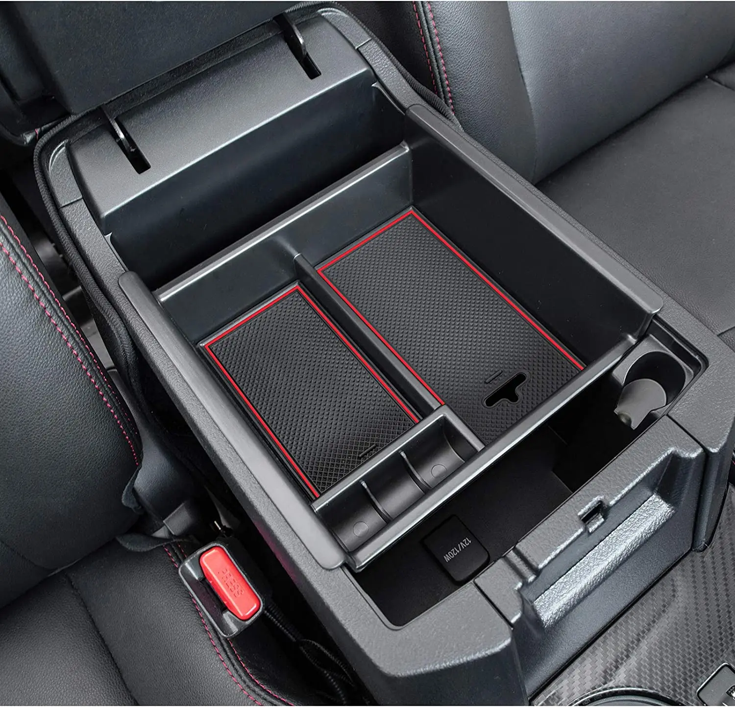 Center Console Organizer Insert ABS Black Materials Tray Armrest Box Secondary Storage for Toyota 4Runner 2010-2023 2022 2021