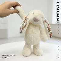 23cm Adorable Floral Bunny Plush Toy Huggable Soft Stuffed Rabbit Doll with Floral Ears Birthday Gift for Girl Plush Collectors 3