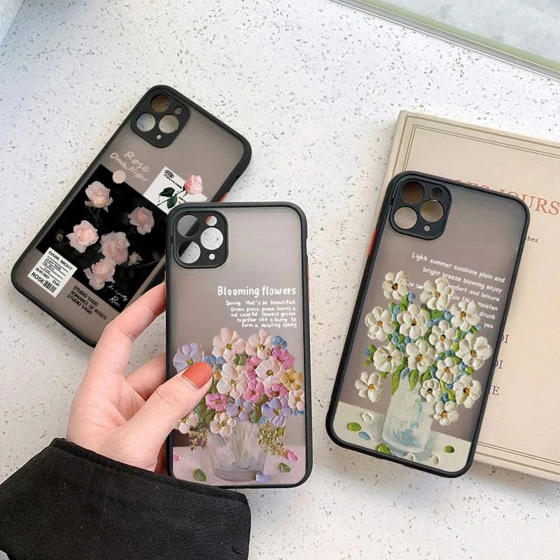 

Flower Hard Matte Case For Xiaomi Redmi Note 13 12 Pro Plus 5G 12S 11 11S 10S 10 Pro Redmi 12C 13C 4G Shockproof Bumper Cover