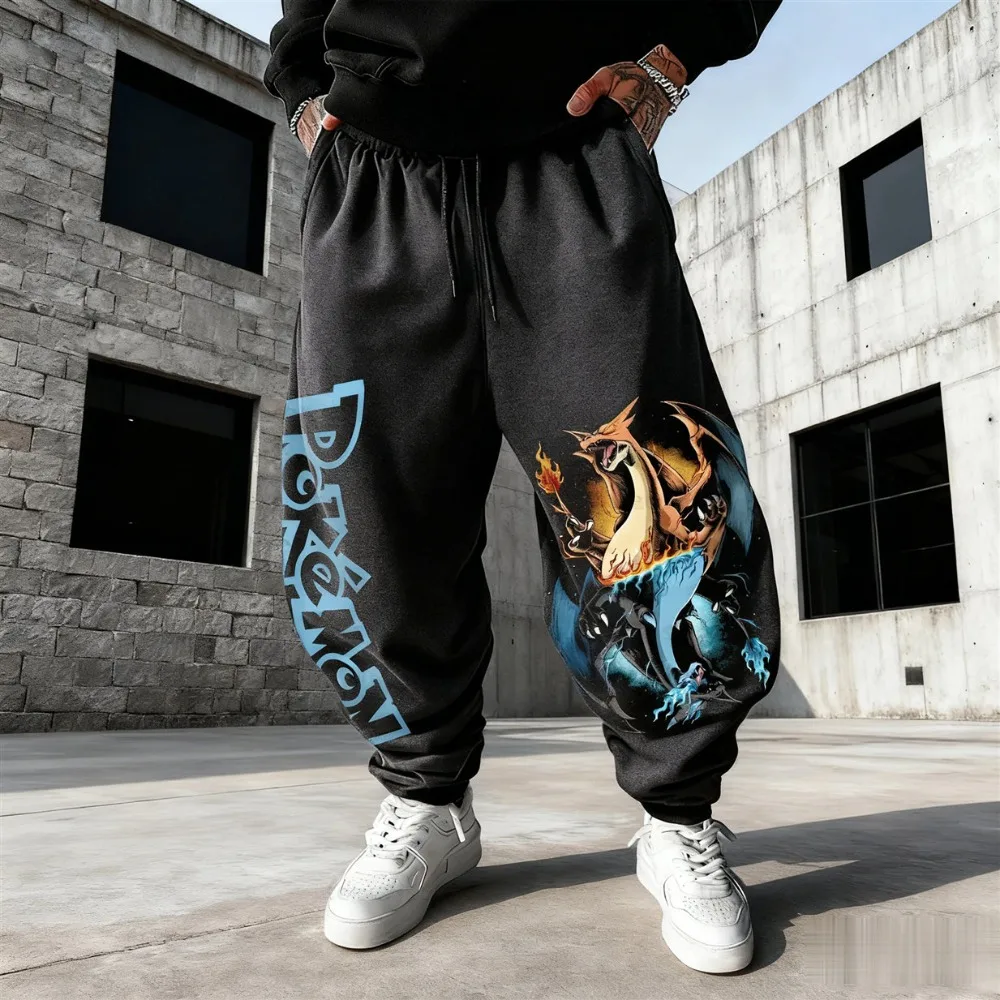 Pokémon X Vuurspuwende Dragon Fleece Broek Herfst Winter Oversize Jogginglegging voor heren en dames Eenvoudige vrijetijdsbroek