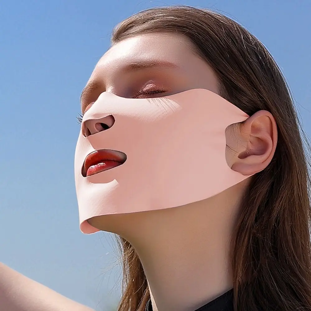 Effen kleur zon UV-bescherming zomer voor vrouwen zijden sjaal ijszijde gezichtssjaal zonnebrandcrème masker zonnebrandcrème sluier anti-uv gezichtsbedekking