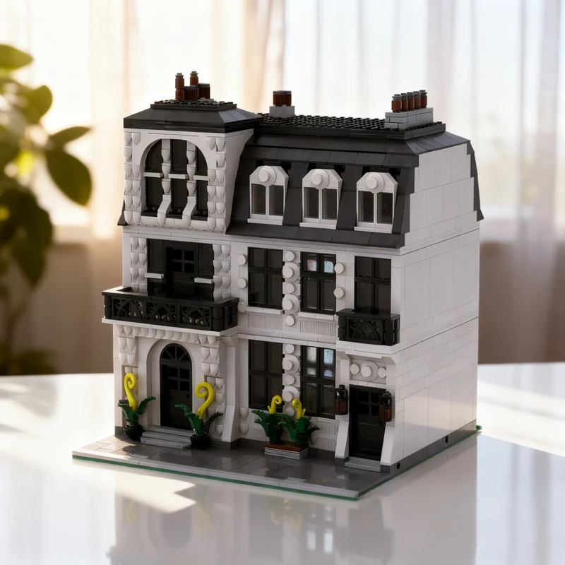 1159개 MOC 파리 스타일 모듈러 스트리트스케이프 1 모델 빌딩 블록 장난감 건축 크리스마스 선물 교육용 브릭 어린이용